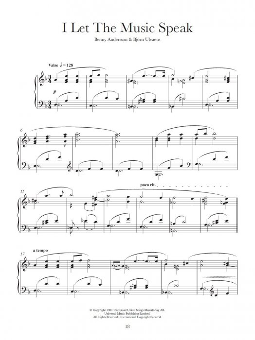 Sheet music BENNY ANDERSSON - PIANO (Music from ABBA, Chess